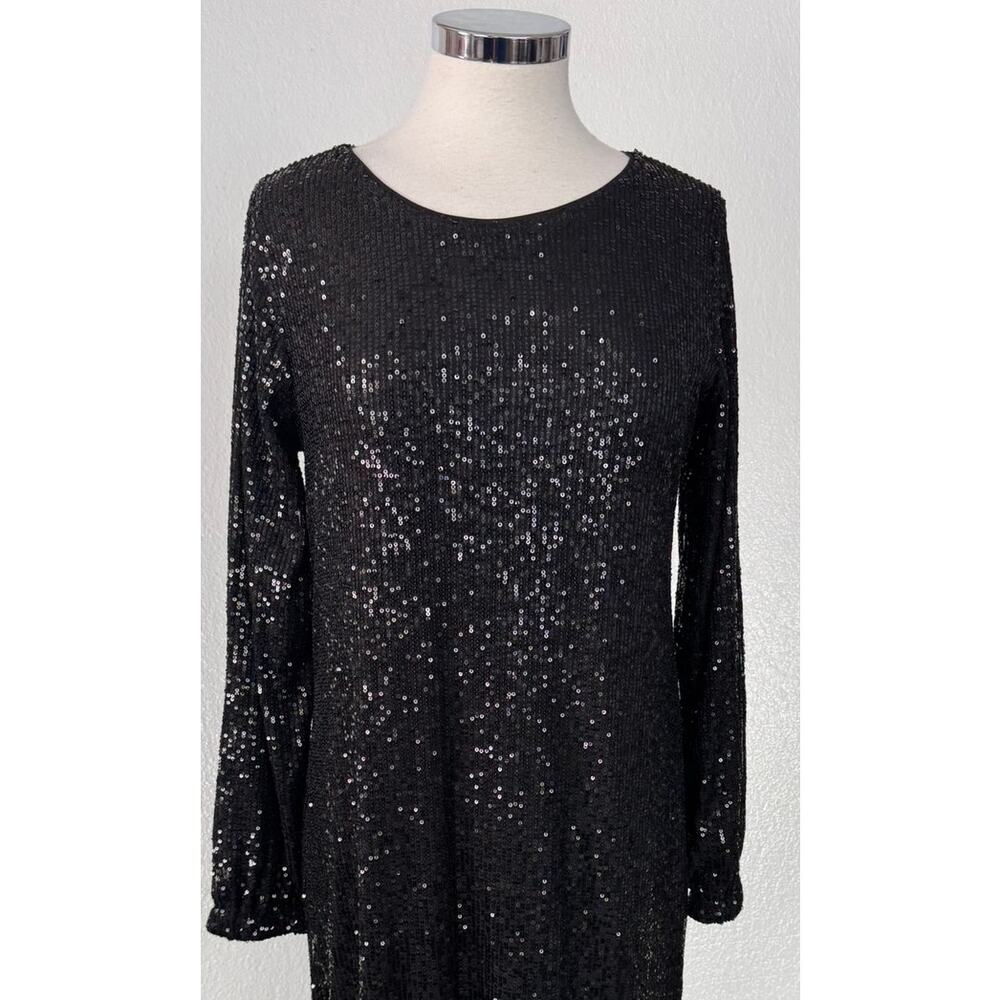 Studio Y Small Black Sequin Long Sleeve Coctail Party Special Occasion Dress - Picture 7 of 10